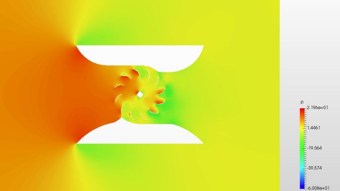 water turbine design pressure field simulation