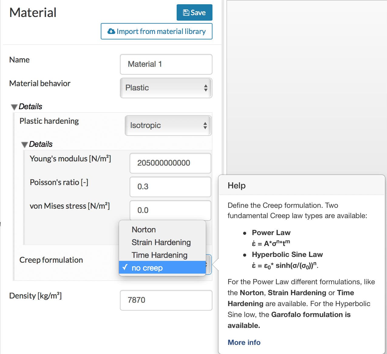 Creep behavior modeling