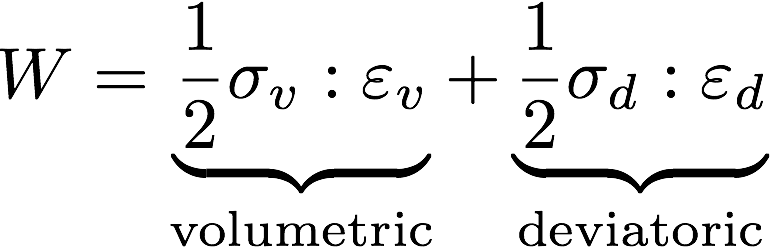 strain energy density with volumetric and deviatoric tensor