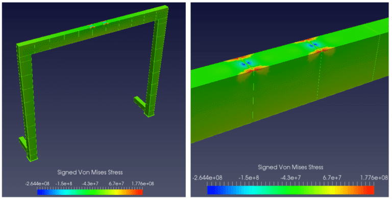 Von Mises Stress Plot for rubber tyred gantry crane or RTG crane