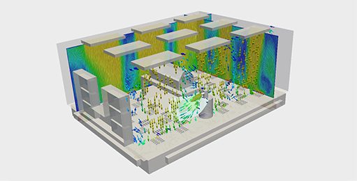 Simulation results for energy efficiency assessment of an indoor environment