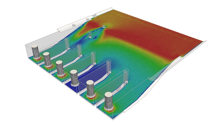 Flow velocity profile with steamline representation CFD lif irrigation