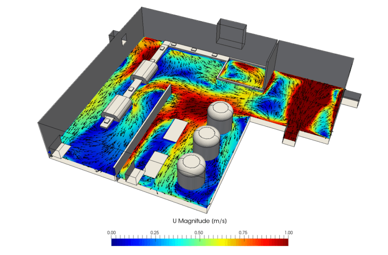 industrial ventilation fume extraction exhaust system cfd simulation velocity