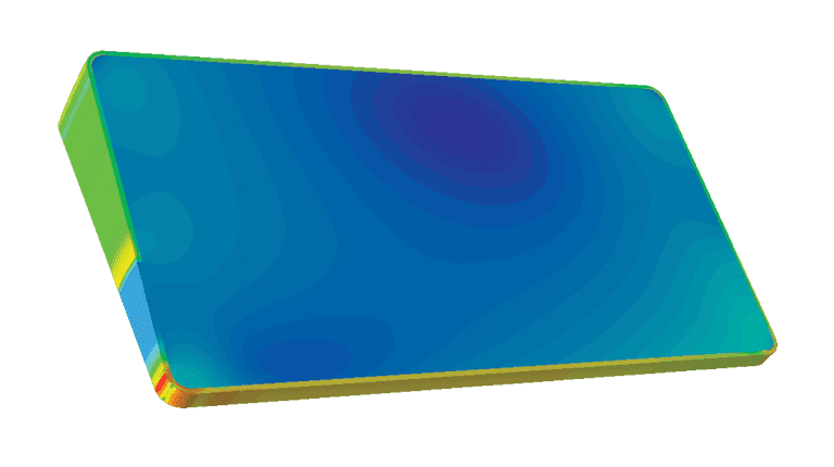 von Mises stress distribution of simulated float assembly
