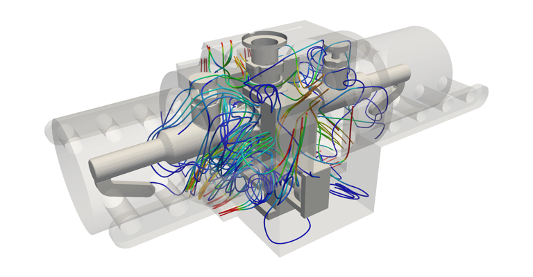 Streamlines inside test chamber