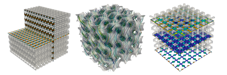 Velocity contours on the different breast implant geometries simulated