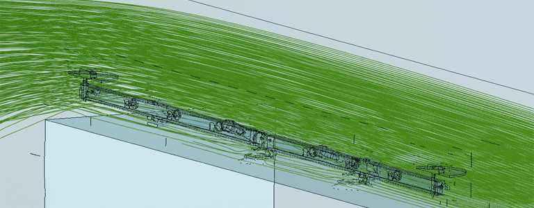 Initial CFD simulation of OxTS' design