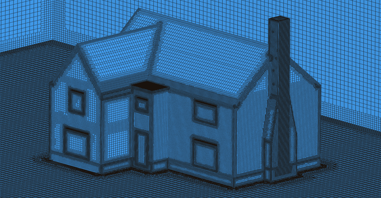 meshed enclosure of cottage for simulation