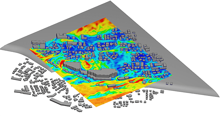 Urban CFD simulation of hilly, coastal terrain