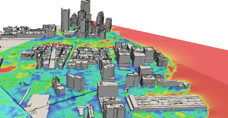 Wind channeling caused by buildings in the seaport of Boston