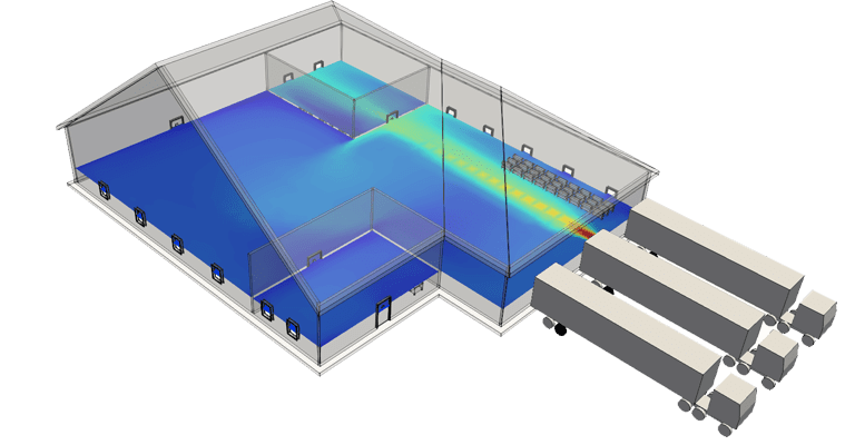 CFD analysis of fume distribution in the warehouse