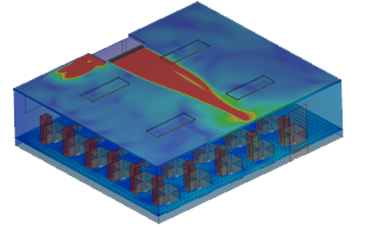 Mechanical ventilation simulation results of an indoor environment by SimScale. Click on the image to access the webpage