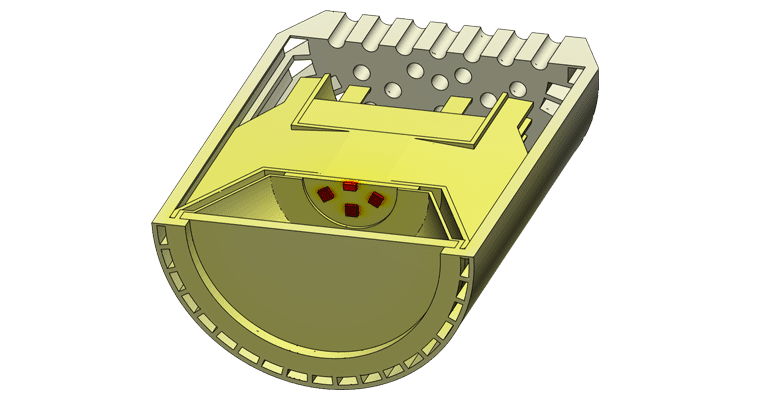 LED spotlight simulation results showing temperature distribution