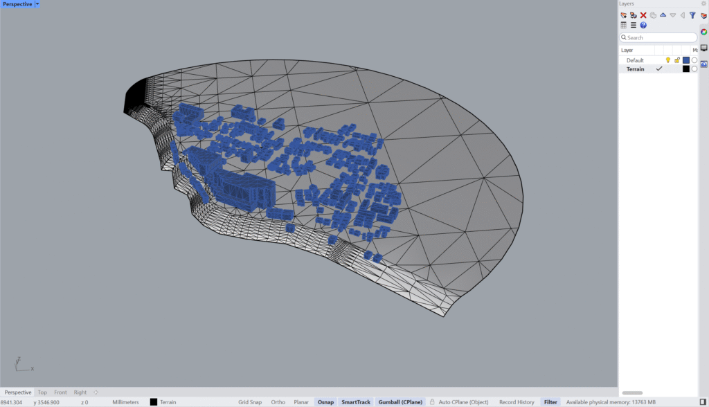 extending uneven terrain in rhino
