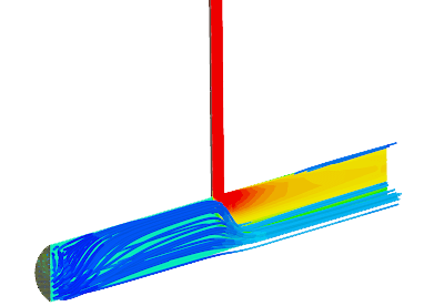temperature distribution in the t-junction SimScale