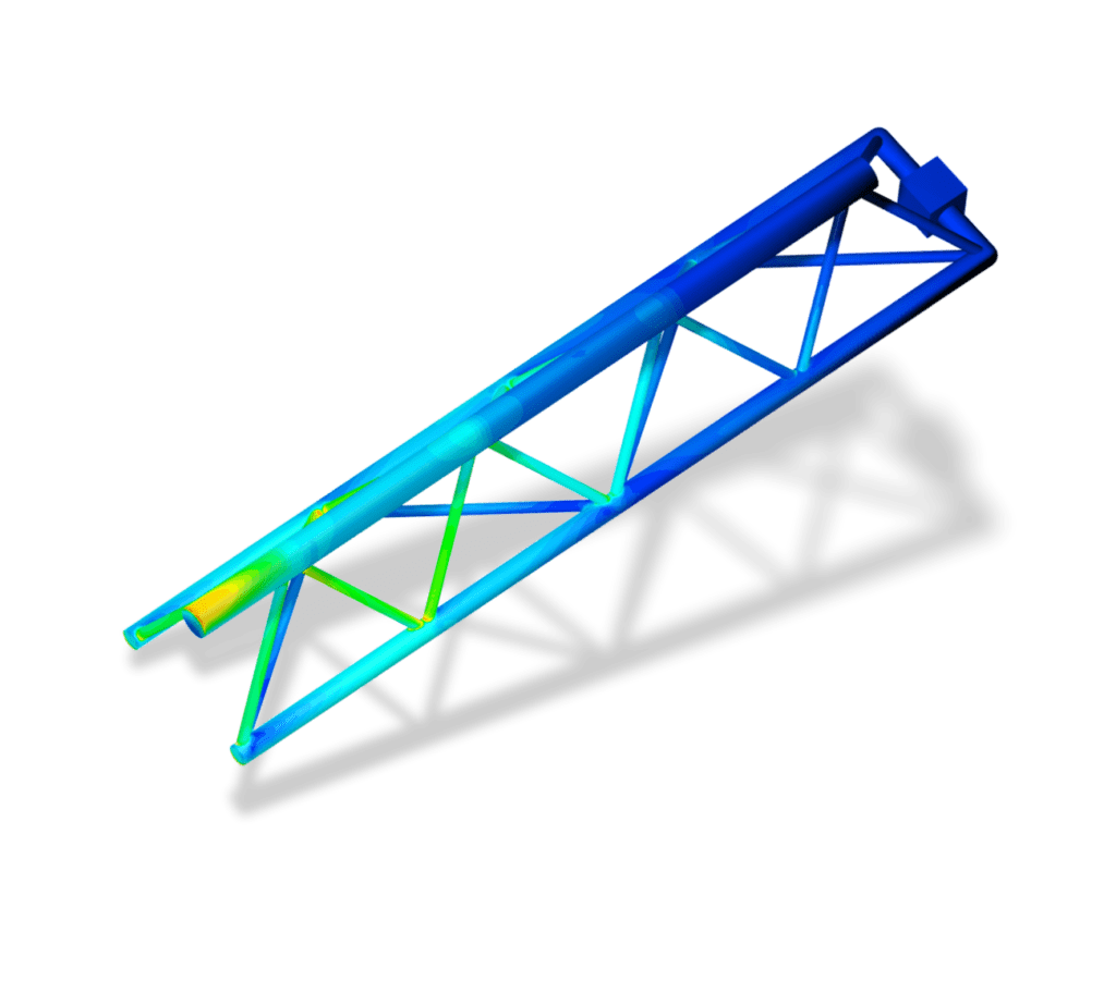 von Mises stress distribution of a crane simulated with simscale