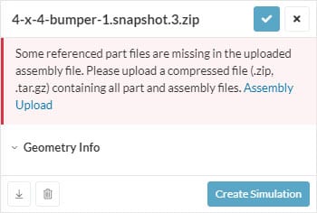 cad settings panel for failed uploads
