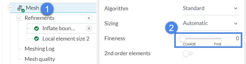 the picture shows standard meshers main mesh and inflation boundary layer settings