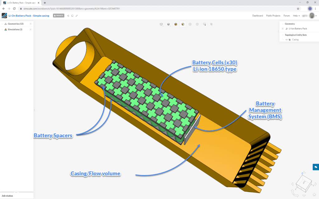cad model for electronics cooling application for a battery cooling design