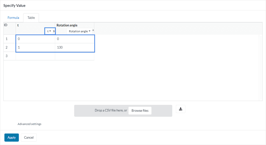 how to specify the value window within the simscale platform 
