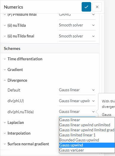 numerics settings simscale upwind and bounded