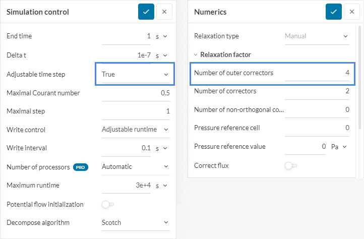 simulation control numerics settings transient analysis stability maximum number of iterations exceeded