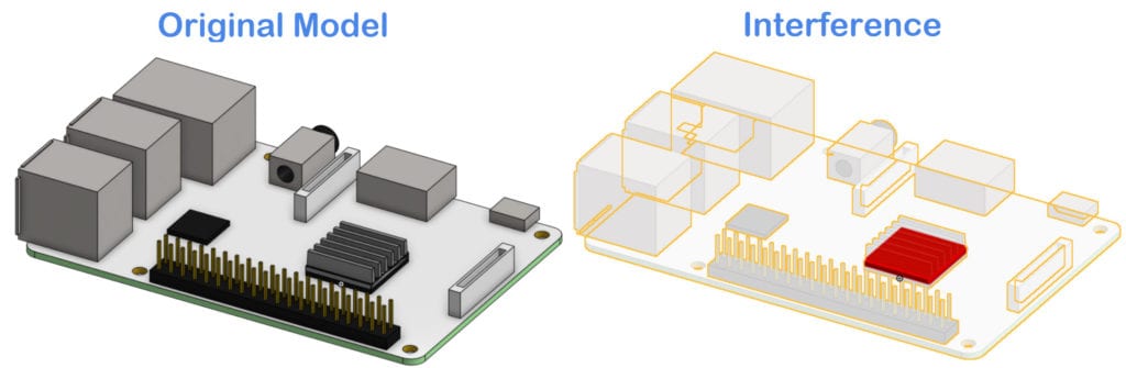 example of an interference in a cad model to show one of the reasons why geometry operations fail