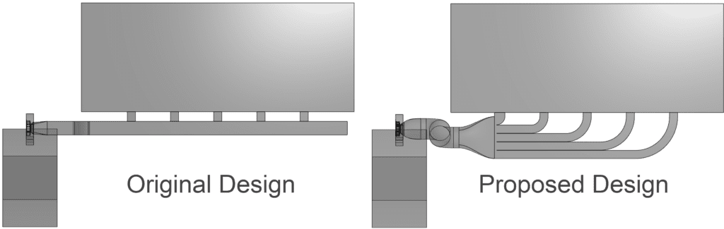the two different industrial blower designs visualized side by side 