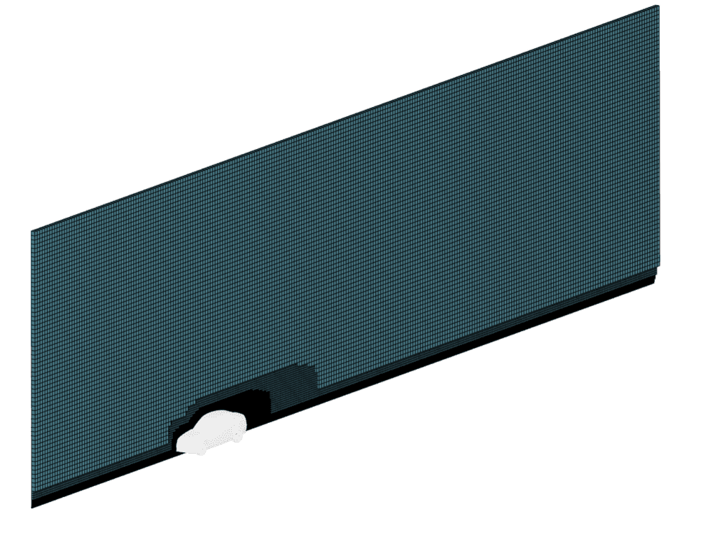 generated mesh of drivaer car model when using the lbm solver in simscale