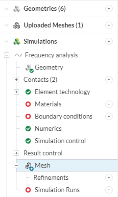 mesh setting in the simulation tree
