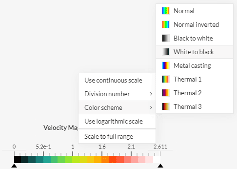 context menu of the prost processor legend bar with the color schemes options expanded