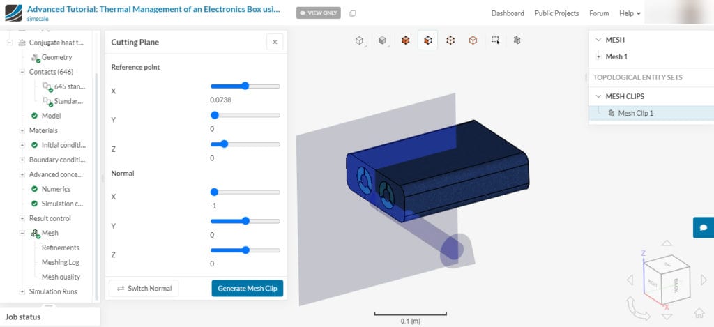 mesh clip settings panel