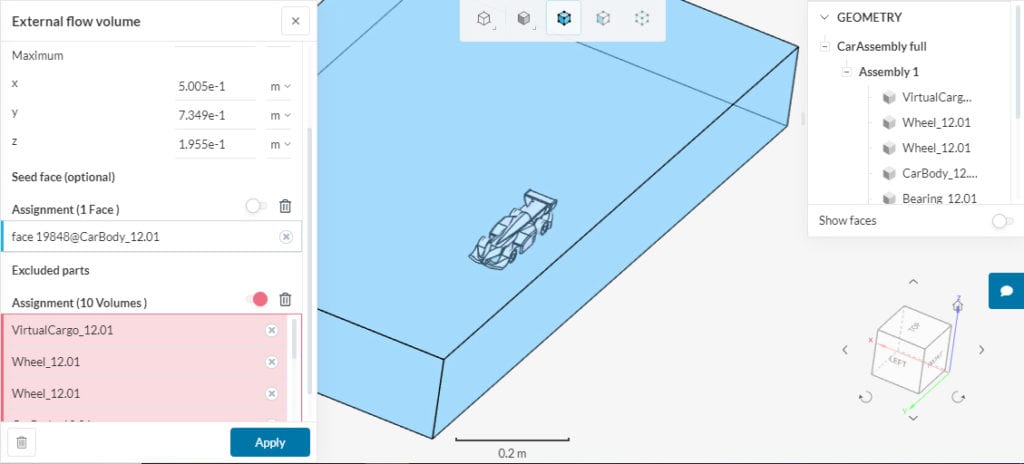 external flow volume cad mode