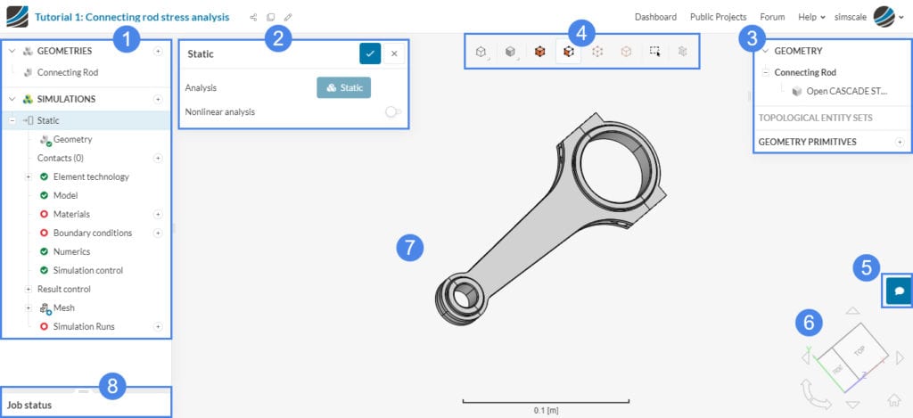 SimScale workbench/platform with static analysis