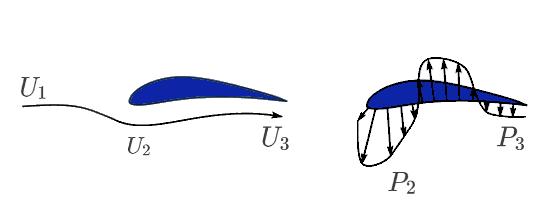 Pressure distribution on the bottom surface of the airfoil