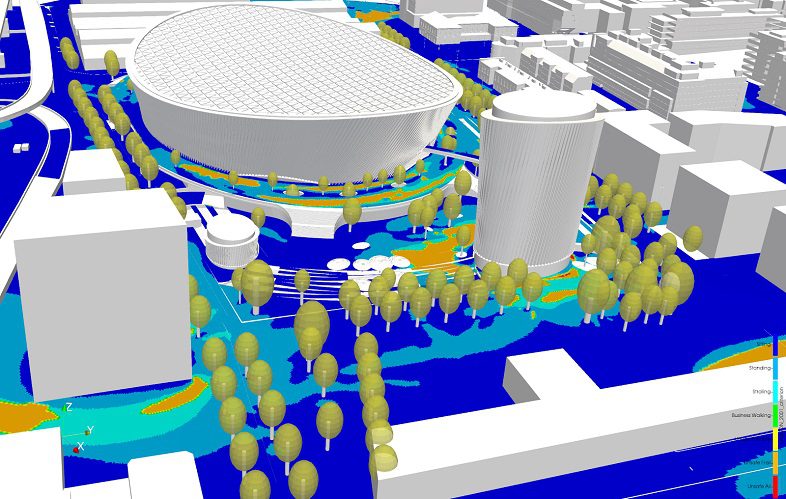 simulation result of thornton tomasetti's wind comfort study