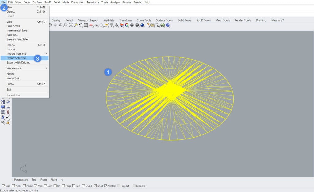 selection of parts for how to export a file as an stl from rhino