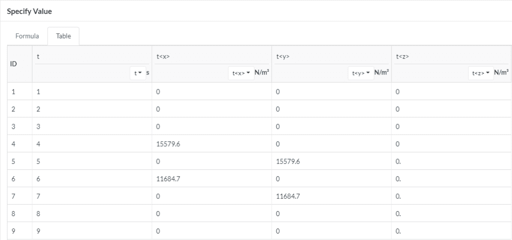 load table input for multiple load cases simscale