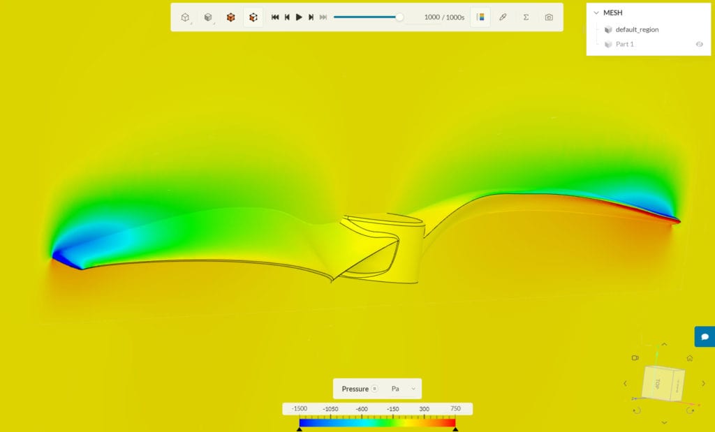 pressure distribution on top and bottom of the propeller