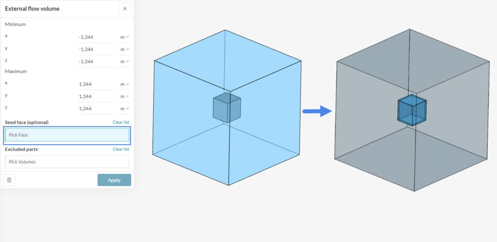 cad mode seed face external flow volume