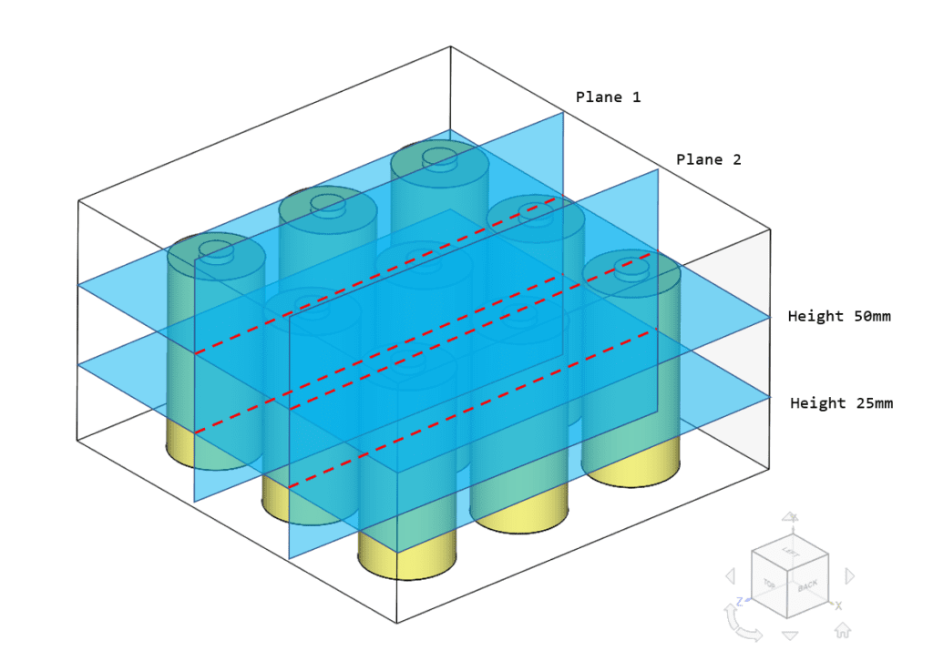 locations where results for lpu battery pack cooling are analyzed