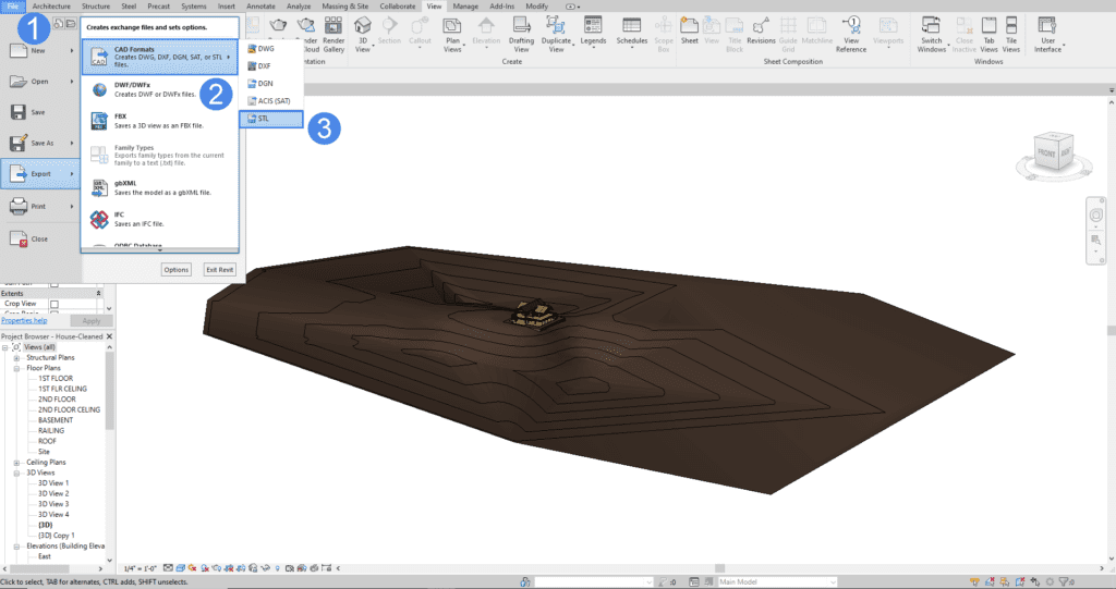 creating an stl file in revit