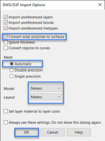 rhino dxf import options