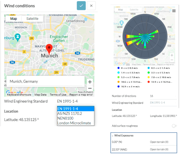 PWC - interface to set up the wind direction and exposure.