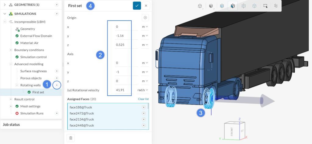 rotating wall for wheels of a truck