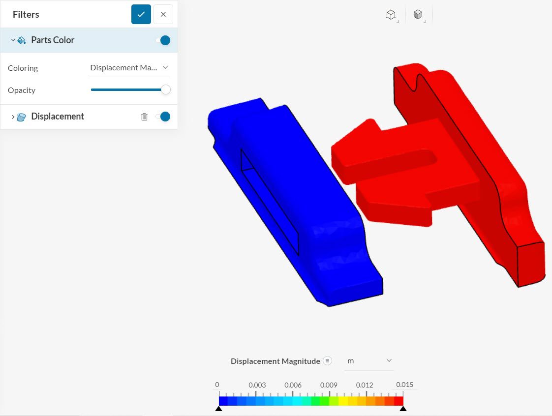 snap fit simulation results initial displacement