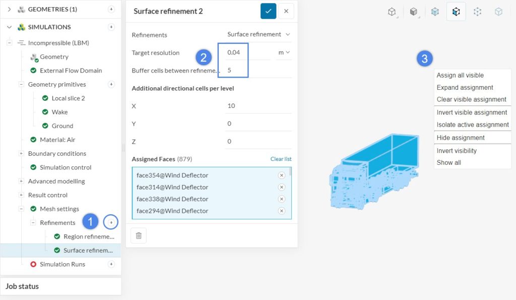 surface refinement settings