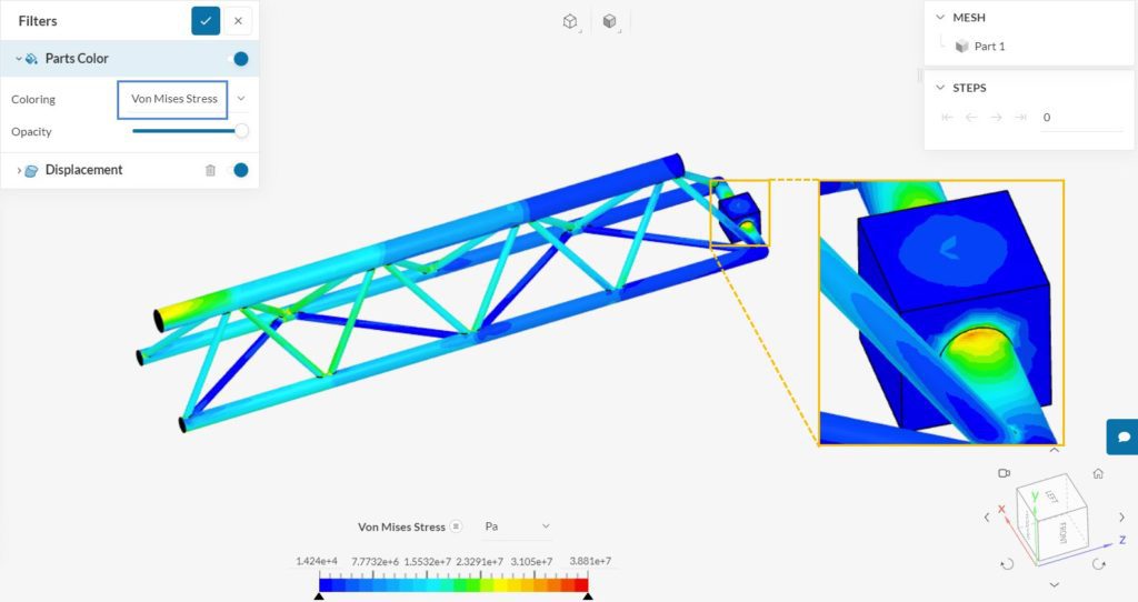 stress results linear static analysis crane