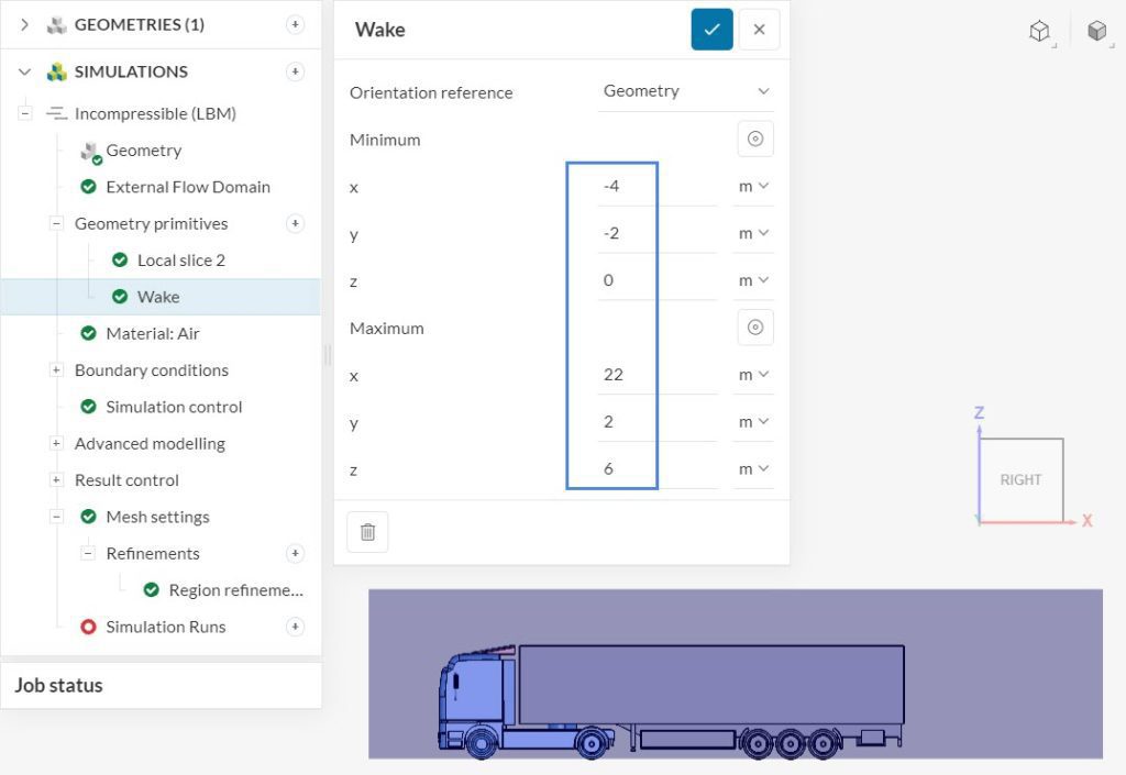 wake region refinement truck simulation