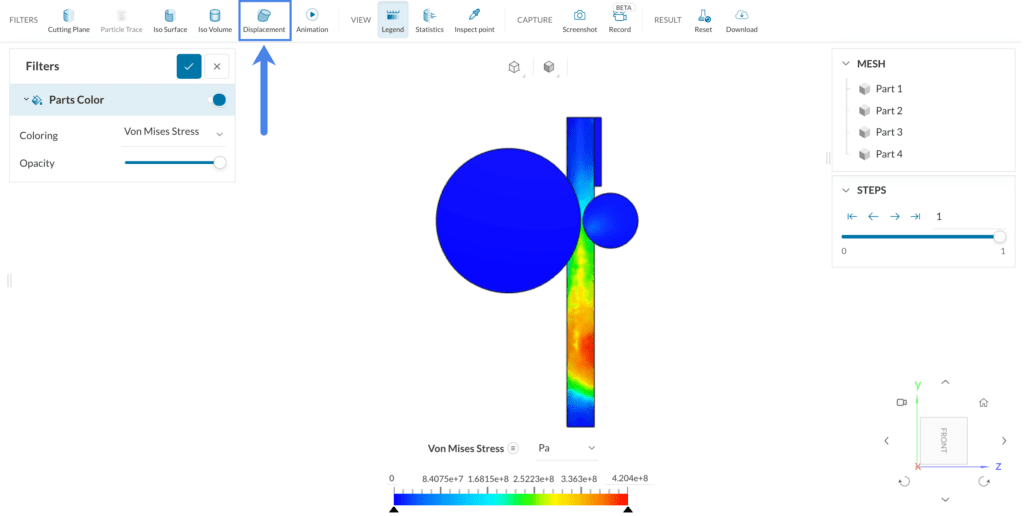 create displacement filter deformation plot simscale